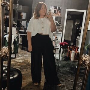 Boohoo pleated stretchy wide leg pants 3x